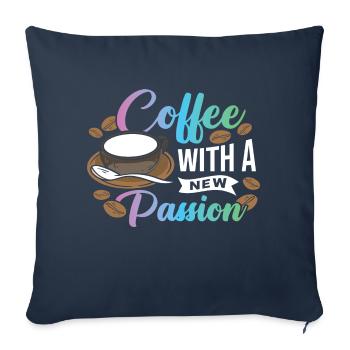 Un café avec une nouvelle passion - Housse de coussin décorative 45 x 45 cm - bleu marine - Devant
