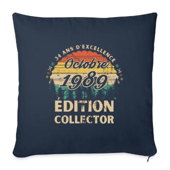 34 ans D excellence Octobre 1989 édition collector - Housse de coussin décorative 45 x 45 cm - bleu marine - Devant