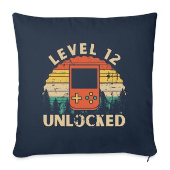 Level 12 freigeschaltet - Sofakissenbezug 45 x 45 cm - Navy - Vorne