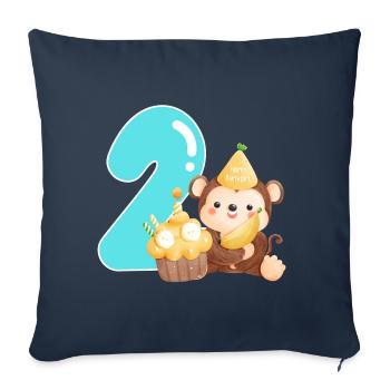 2ème anniversaire - Housse de coussin décorative 45 x 45 cm - bleu marine - Devant