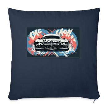 Phares d’une voiture de course - Housse de coussin décorative 45 x 45 cm - bleu marine - Devant