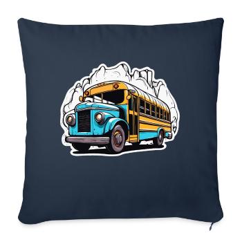 Bus / school bus / yellow / comic / old school - Sofa pillowcase 17,3'' x 17,3'' (45 x 45 cm) - navy - Front