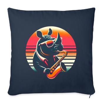 Rhinoceros Saxophone - Sofa pillowcase 17,3'' x 17,3'' (45 x 45 cm) - navy - Front