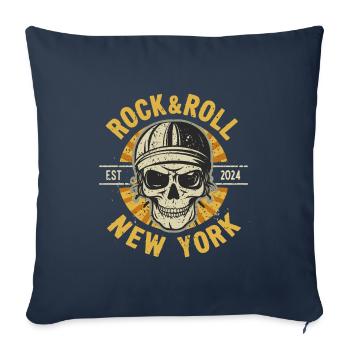 New York Rock & Roll Musique Vintage États-Unis Amérique - Housse de coussin décorative 45 x 45 cm - bleu marine - Devant
