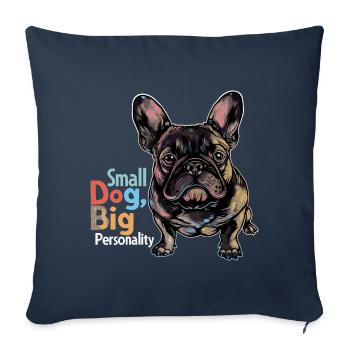 Bouledogue français mignon - Housse de coussin décorative 45 x 45 cm - bleu marine - Devant