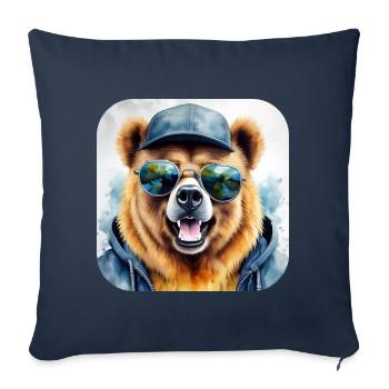 Cool bear with sunglasses - Sofa pillowcase 17,3'' x 17,3'' (45 x 45 cm) - navy - Front