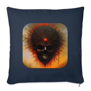 Crâne d’horreur sombre - Housse de coussin décorative 45 x 45 cm - bleu marine - Devant