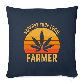 Soutenez votre agriculteur local Cannabis Retro Marijuana - Housse de coussin décorative 45 x 45 cm - bleu marine - Devant