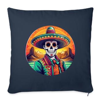 5 de Mayo Party Drinko de Mayo Sugar Skull Sombr - Housse de coussin décorative 45 x 45 cm - bleu marine - Devant