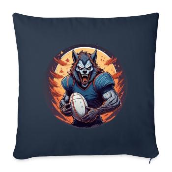 Gruseliges Halloween-partykostüm Werwolf Rugby - Housse de coussin décorative 45 x 45 cm - bleu marine - Devant