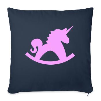 Licorne Cheval à bascule - Housse de coussin décorative 45 x 45 cm - bleu marine - Devant