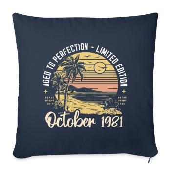 Né en octobre 1981 Légendaire depuis octobre 1981 - Housse de coussin décorative 45 x 45 cm - bleu marine - Devant