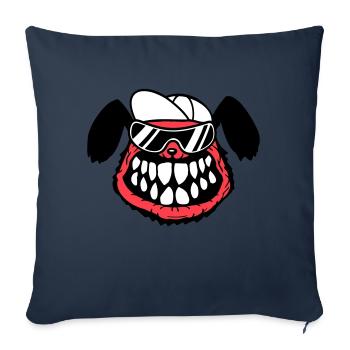 chien monstre méchant dangereux dents sourire sourire - Housse de coussin décorative 45 x 45 cm - bleu marine - Devant