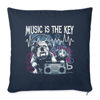 la musique est la clé de l’amour des animaux entre les chiens et les chats - Housse de coussin décorative 45 x 45 cm - bleu marine - Devant