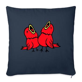 2 Wellensittiche Singvogel Spatz zwitschern Team - Sofakissenbezug 45 x 45 cm - Navy - Vorne