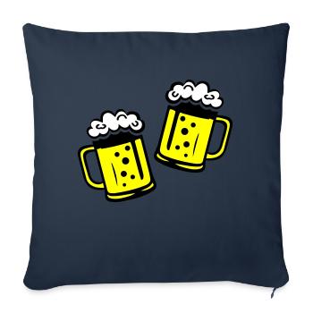 Chope de bière Cheers - Housse de coussin décorative 45 x 45 cm - bleu marine - Devant