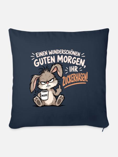 Morgenmuffel Hase - Sofakissenbezug 45 x 45 cm - Navy