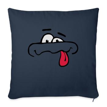 Drôle de bande dessinée Visage Langue Sortir - Housse de coussin décorative 45 x 45 cm - bleu marine - Devant