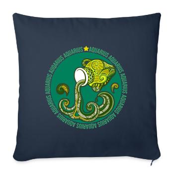 Verseau du zodiaque - Housse de coussin décorative 45 x 45 cm - bleu marine - Devant