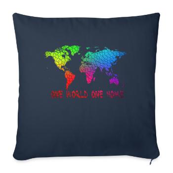 One World One Home - Sofa pillowcase 17,3'' x 17,3'' (45 x 45 cm) - navy - Front