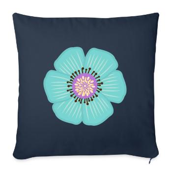 Light blue flower turquoise jungle flowers - Sofa pillowcase 17,3'' x 17,3'' (45 x 45 cm) - navy - Front