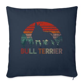bull terrier - Housse de coussin décorative 45 x 45 cm - bleu marine - Devant