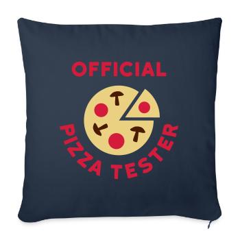 Official pizza tester (pizza, salami, mushrooms) - Sofa pillowcase 17,3'' x 17,3'' (45 x 45 cm) - navy - Front