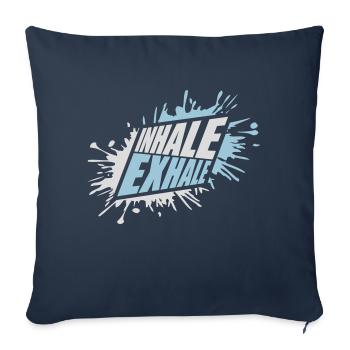 Inspirez expirez Yoga citation - Housse de coussin décorative 45 x 45 cm - bleu marine - Devant