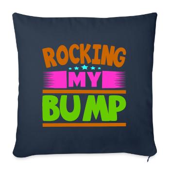 Mère Enceinte Bébé Nourrisson T-shirt Maman - Housse de coussin décorative 45 x 45 cm - bleu marine - Devant