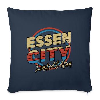 Essen Allemagne Ville Police des années 80 Style - Housse de coussin décorative 45 x 45 cm - bleu marine - Devant