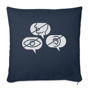 Ne pas voir l’ouïe parler - Housse de coussin décorative 45 x 45 cm - bleu marine - Devant