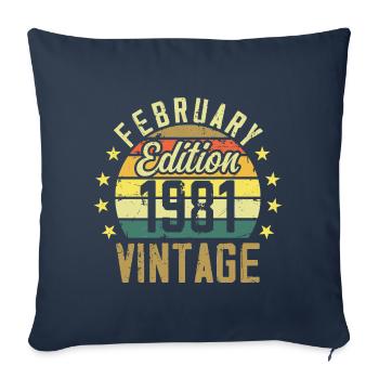 Anniversaire 43 ans - Cadeau Février 1981 - 43e - Housse de coussin décorative 45 x 45 cm - bleu marine - Devant