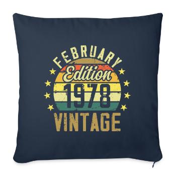 46th Birthday - February 1978 - 46th Anniversary Gift - Sofa pillowcase 17,3'' x 17,3'' (45 x 45 cm) - navy - Front