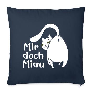 Katze lustig Miau egal lustige Sprüche Haustier - Sofakissenbezug 45 x 45 cm - Navy - Vorne
