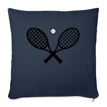 Raquette de tennis et balle de tennis - Housse de coussin décorative 45 x 45 cm - bleu marine - Devant