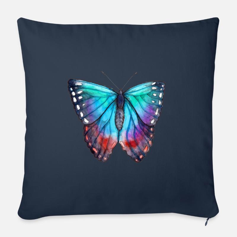 Papillon bleu - Housse de coussin décorative 45 x 45 cm - bleu marine