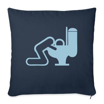 vomit homme toilette chiotte wc - Housse de coussin décorative 45 x 45 cm - bleu marine - Devant