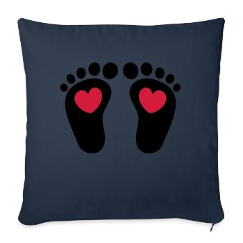❤ټCute Baby Footprints-Vector Footprintsټ❤ - Sofa pillowcase 17,3'' x 17,3'' (45 x 45 cm) - navy - Front