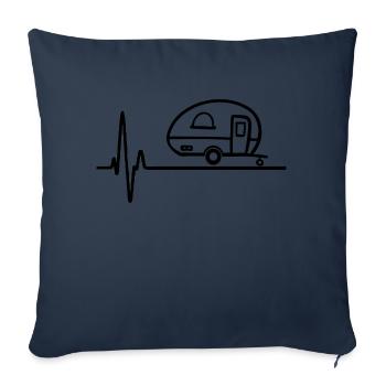 Caravane battement de coeur EKG Camper Camping Drôle - Housse de coussin décorative 45 x 45 cm - bleu marine - Devant