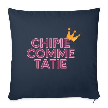 chipie comme tatie - Housse de coussin décorative 45 x 45 cm - bleu marine - Devant