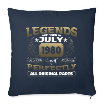 Legend Born 1980 Juillet 42nd Birthday Gift - Housse de coussin décorative 45 x 45 cm - bleu marine - Devant