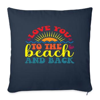 Je t’aime à la plage et retour - Housse de coussin décorative 45 x 45 cm - bleu marine - Devant