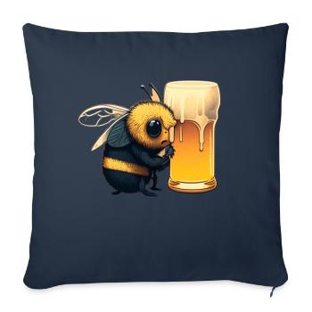 Sweet bee with special nectar: beer - Sofa pillowcase 17,3'' x 17,3'' (45 x 45 cm) - navy - Front