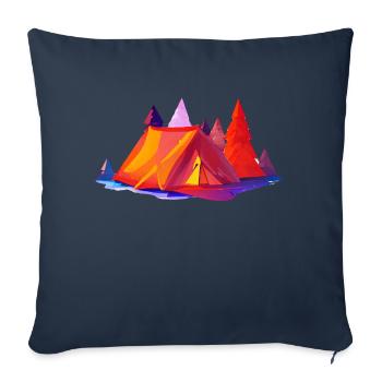 Camping Camp Cadeau Caravane Camping Camper - Housse de coussin décorative 45 x 45 cm - bleu marine - Devant