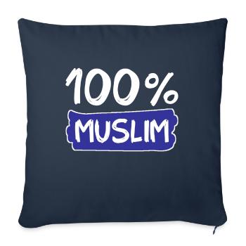 100% musulman - musulmans - islam - Housse de coussin décorative 45 x 45 cm - bleu marine - Devant