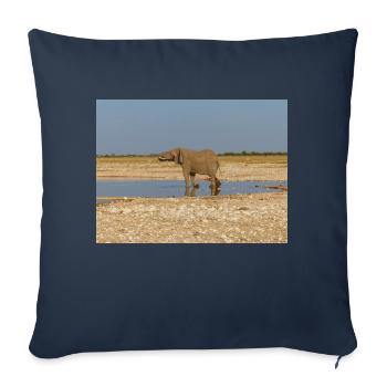 Elefant und Landschaft im Etosha Nationalpark - Sofakissenbezug 45 x 45 cm - Navy - Vorne