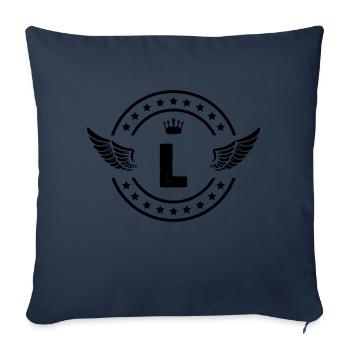 Armoiries L - Housse de coussin décorative 45 x 45 cm - bleu marine - Devant