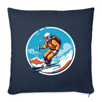 Snowboard ou ski puis après-ski - Housse de coussin décorative 45 x 45 cm - bleu marine - Devant