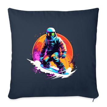 Snowboard ou ski puis après-ski - Housse de coussin décorative 45 x 45 cm - bleu marine - Devant
