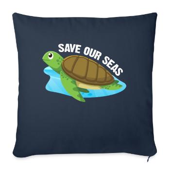 Save our Seas Turtle - Sofa pillowcase 17,3'' x 17,3'' (45 x 45 cm) - navy - Front